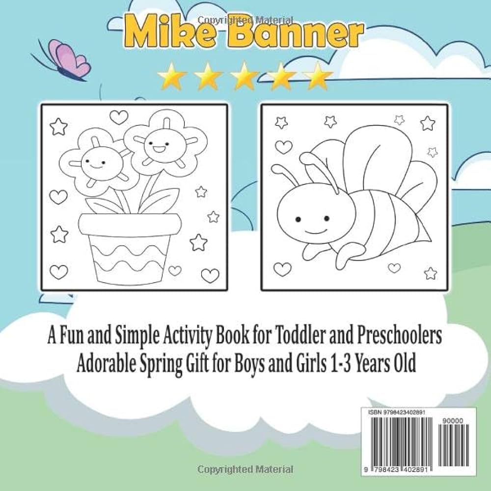 My first spring coloring book a fun and simple activity book for toddler and preschoolers adorable spring gift for boys and girls