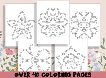 Flower mandalas coloring book printable simple spring flower coloring pages