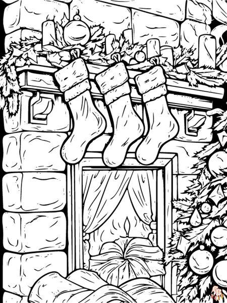 Christmas stockings coloring pages free printable easy for kids