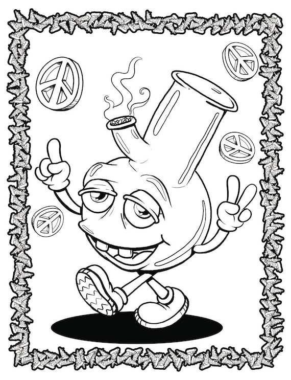 Stoner coloring book pages of trippy coloring fun