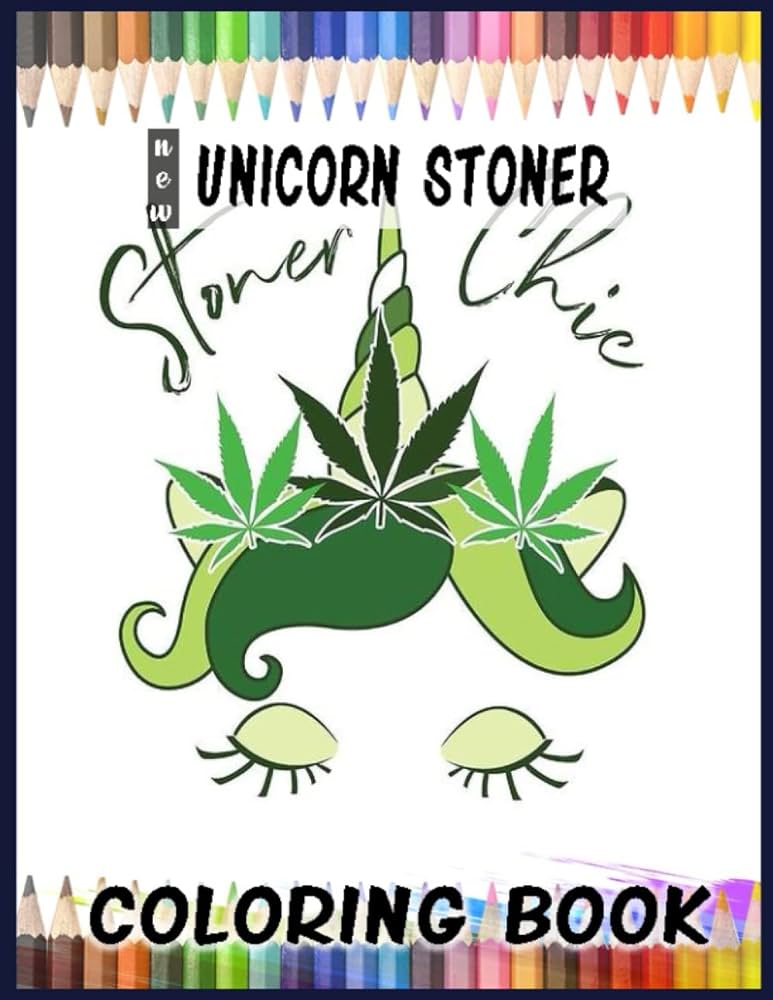 Unicorn stoner coloring book cartoon stoner beautiful simple designs adult psychedelic trippy coloring books for men