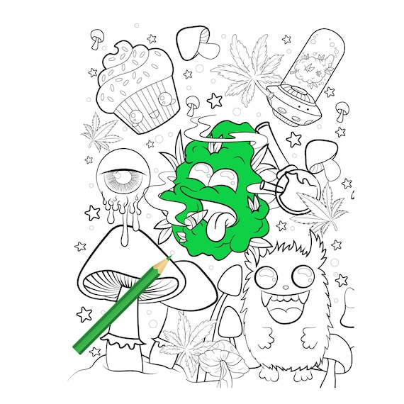 Stoner coloring page trippy and psychedlic coloring page in perfect quality for personal use only