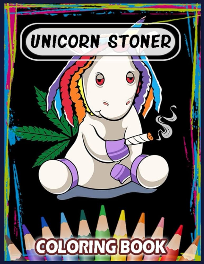 Unicorn stoner coloring book rtoon stoner beautiful simple designs adult psychedelic trippy coloring books for men