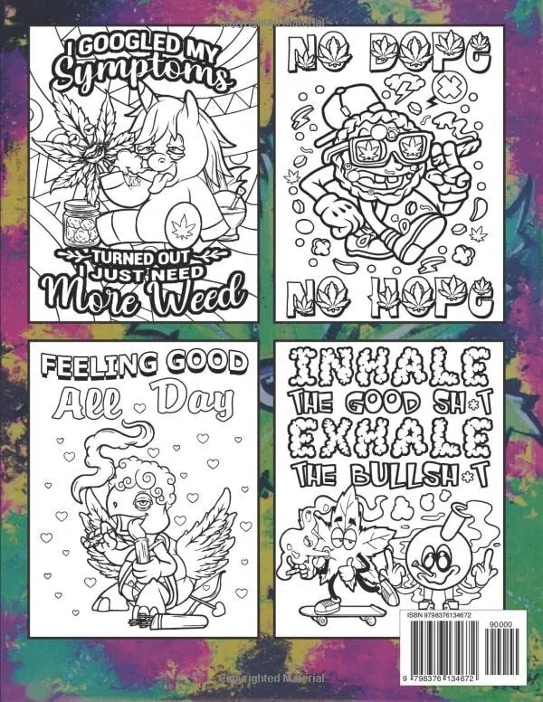 Weed quotes coloring book for adults funny stoner quotes coloring book trippy