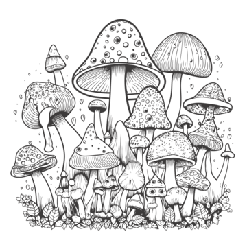 Mushroom coloring vector art png images free download on