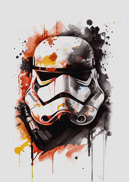 Stormtrooper helmet watercolor posters prints by fan art