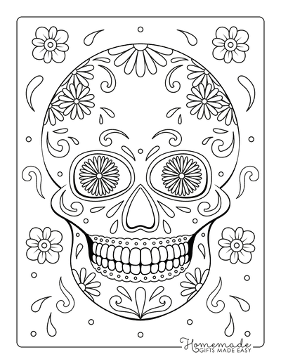 Sugar skull coloring pages for day of the dead