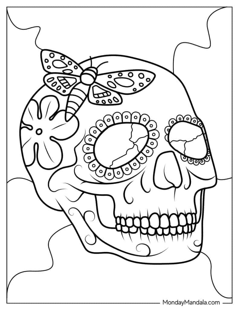 Sugar skulls coloring pages free pdf printables