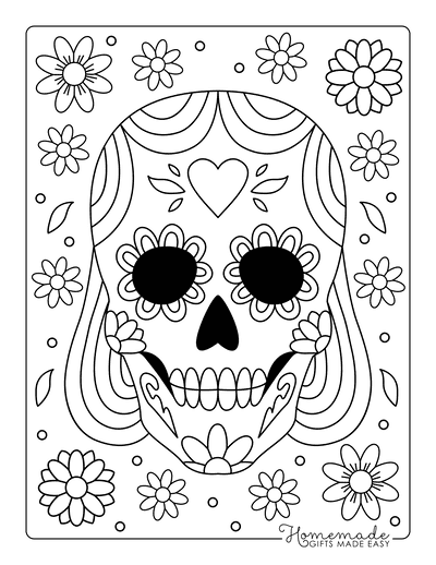 Sugar skull coloring pages for day of the dead