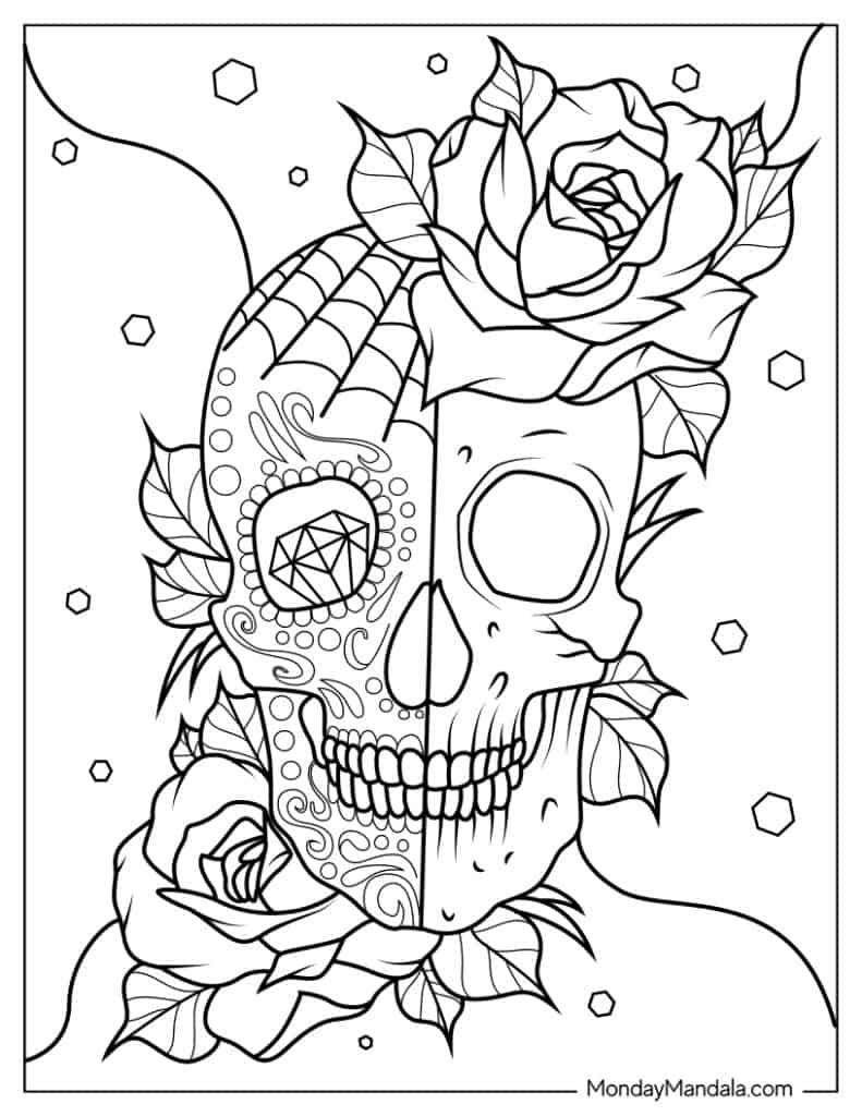 Sugar skulls coloring pages free pdf printables