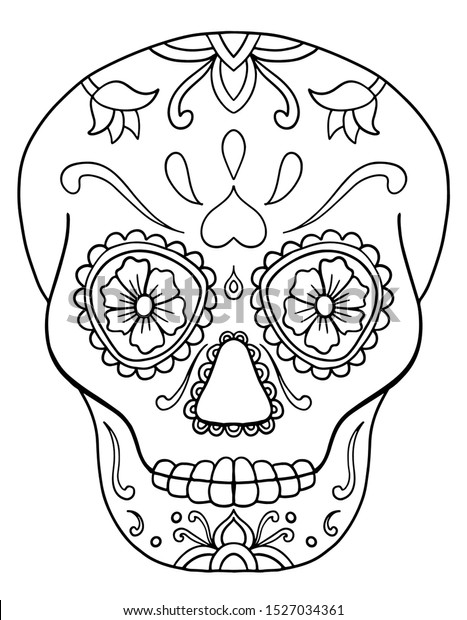 Simple coloring page mexican sugar skull stock vector royalty free