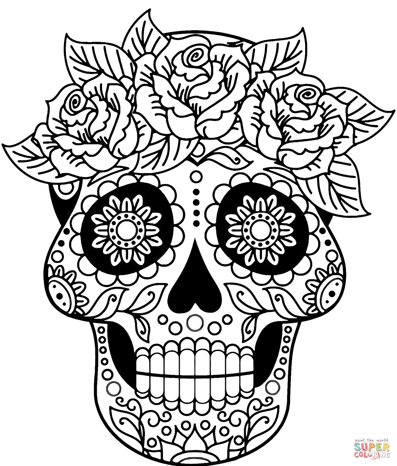 Sugar skull coloring page free printable coloring pages