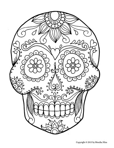 Free printable sugar skull coloring sheets