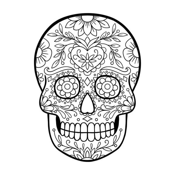 Day dead sugar skull tattoo mexican skull coloring page stock vector by inshna