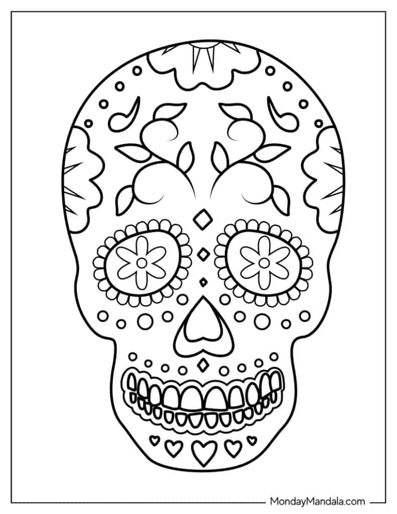 Sugar skulls coloring pages free pdf printables