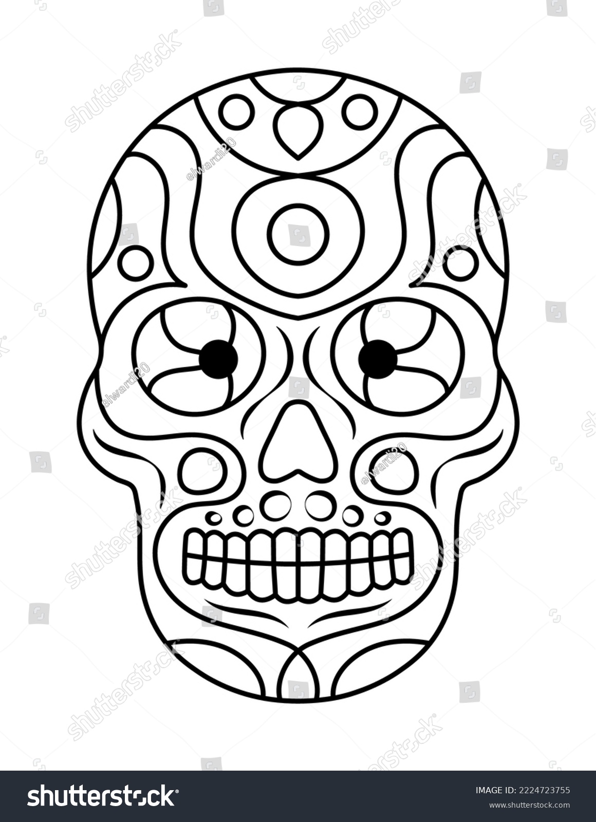 Simple skull coloring pages adults stock vector royalty free