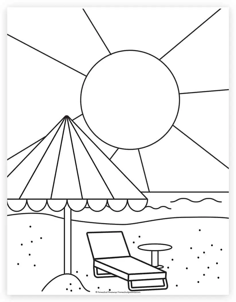 Beach coloring pages for kids to print for free