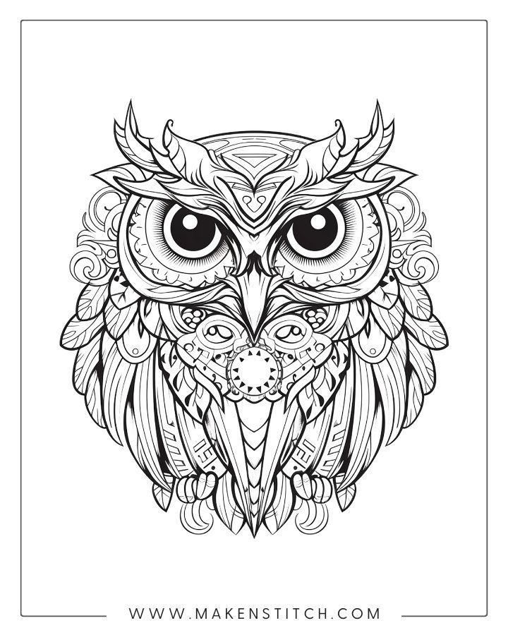 Owls coloring pages for kids and adults