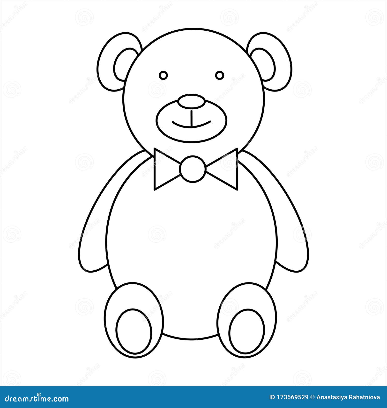 Coloring page outline of teddy bear toy vector illustration stock vector