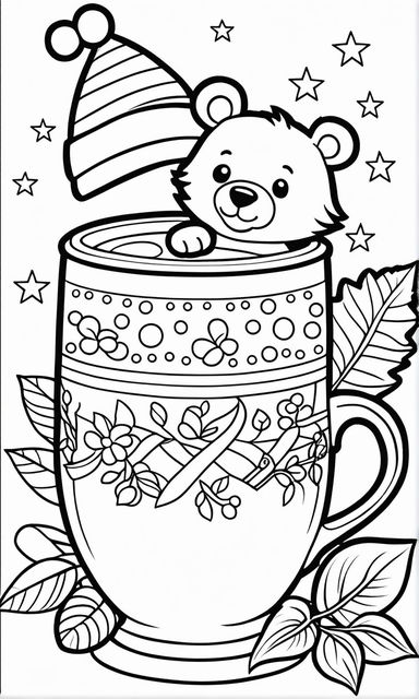 Simple coloring book image of a bear for children aged