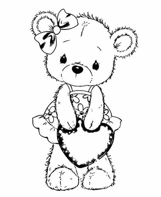 Free easy to print teddy bear coloring pages