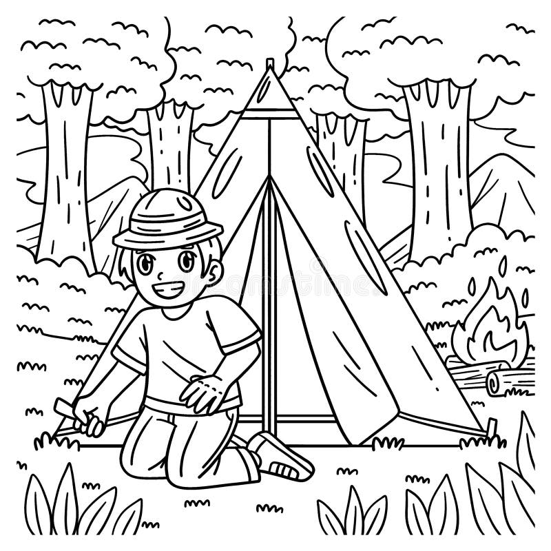 Coloring page tent stock illustrations â coloring page tent stock illustrations vectors clipart