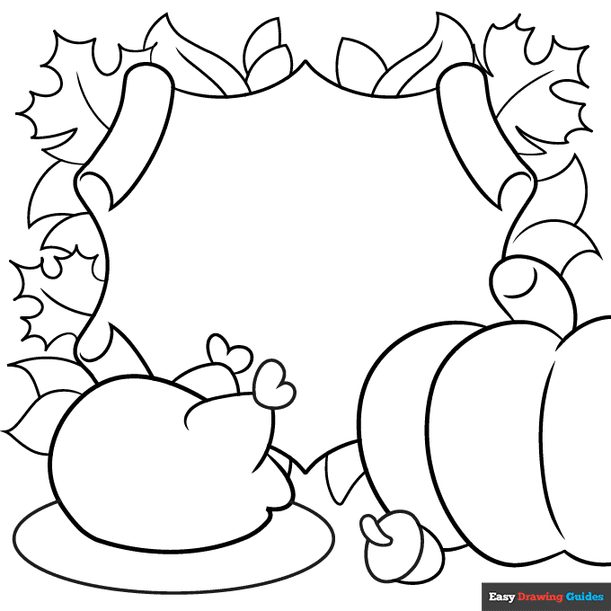 Thanksgiving background coloring page easy drawing guides