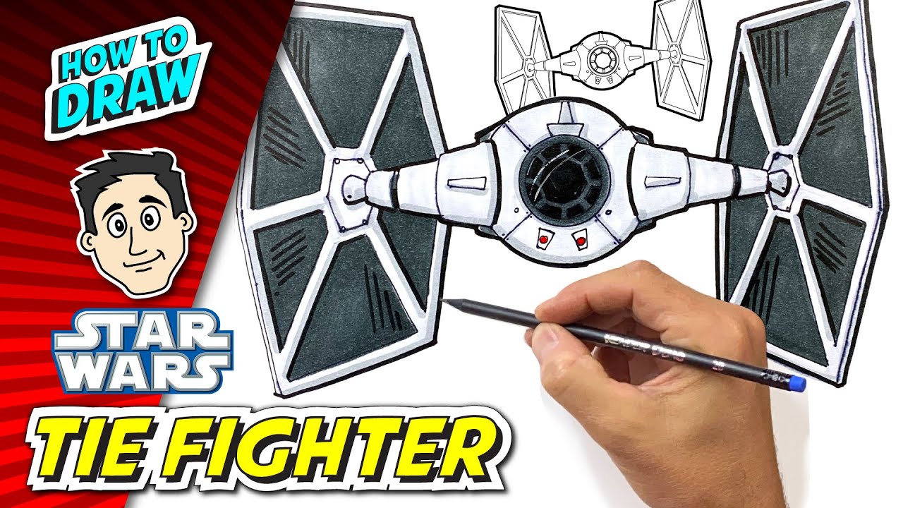 How to draw tie fighter darth vader