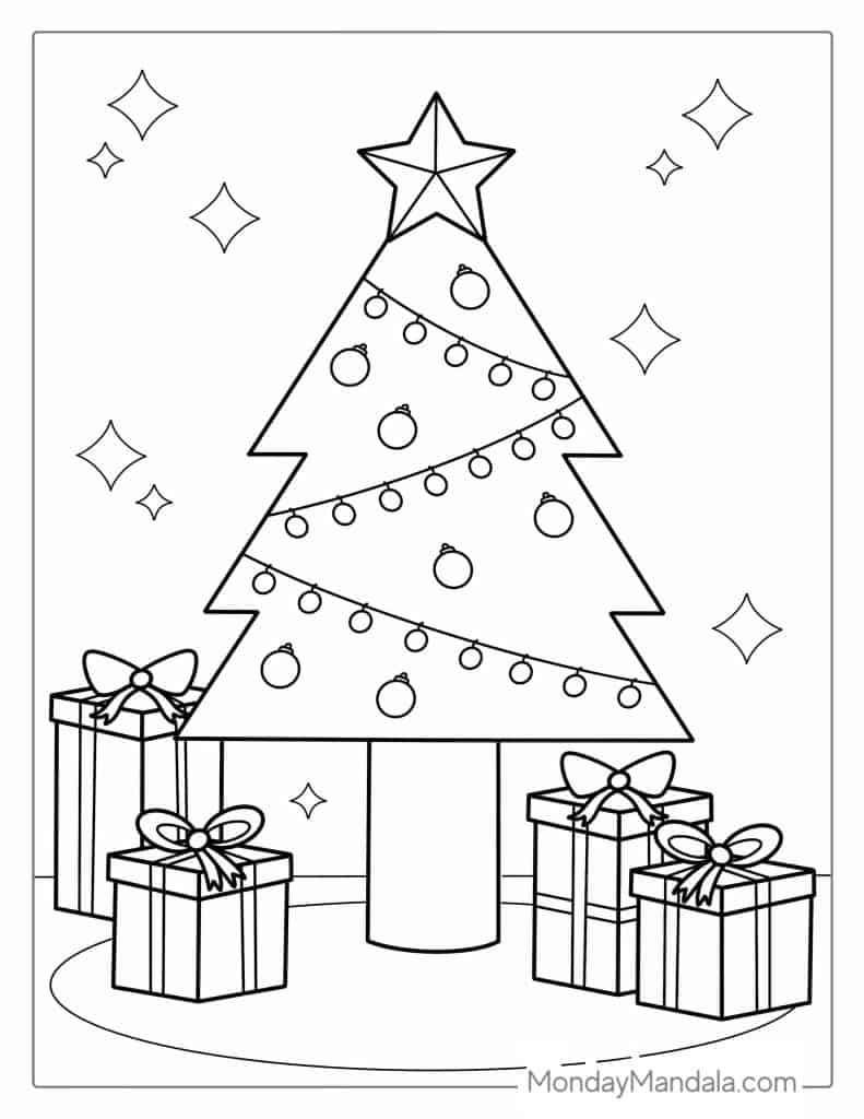 Christmas tree coloring pages free pdf printables