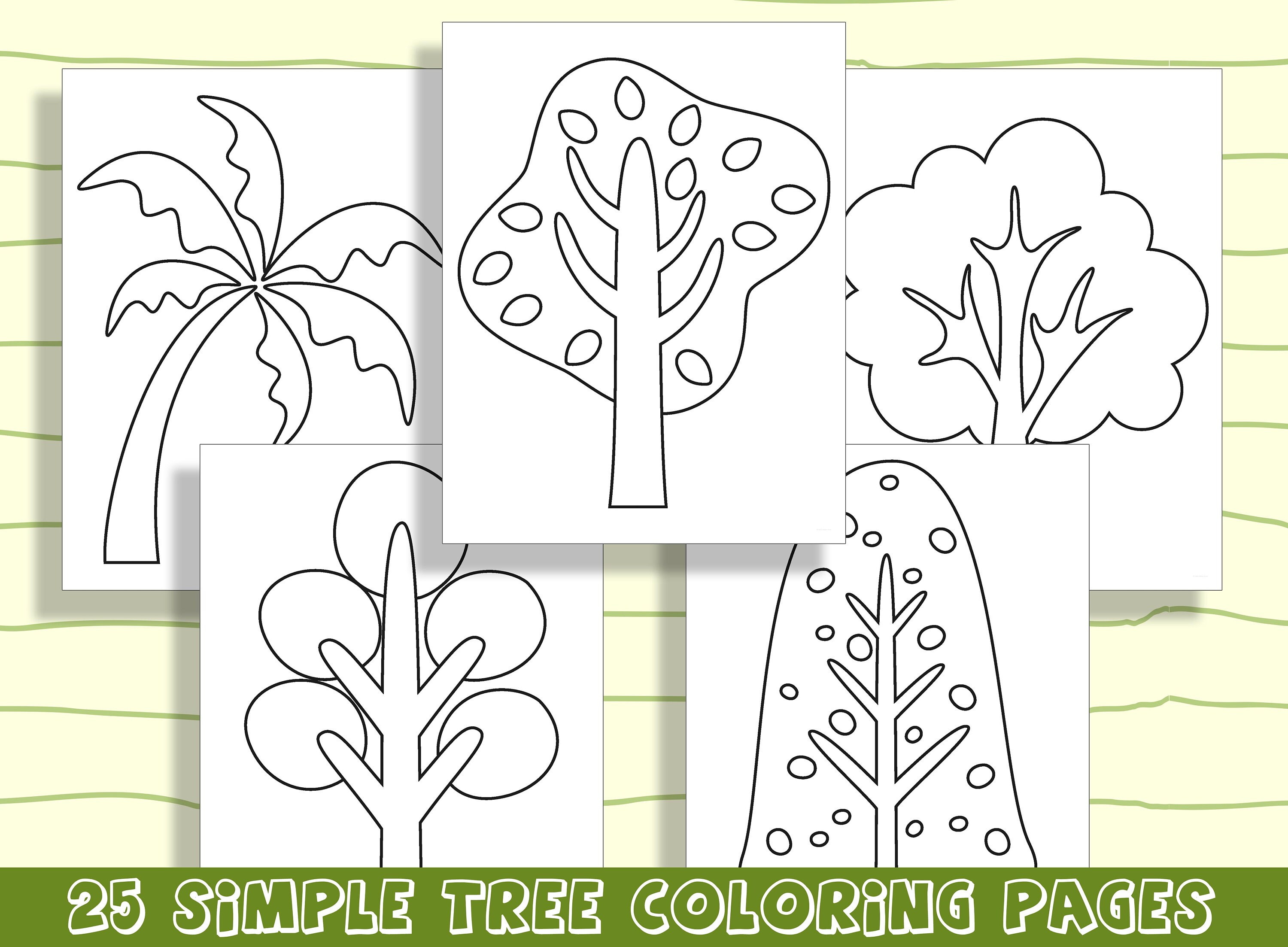 Fun and easy tree coloring pages for preschool and kindergarten pages to keep your little ones busy pdf file instant download