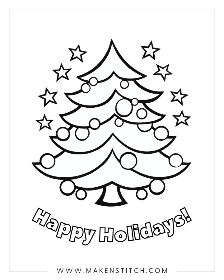 Christmas tree coloring pages for kids adults