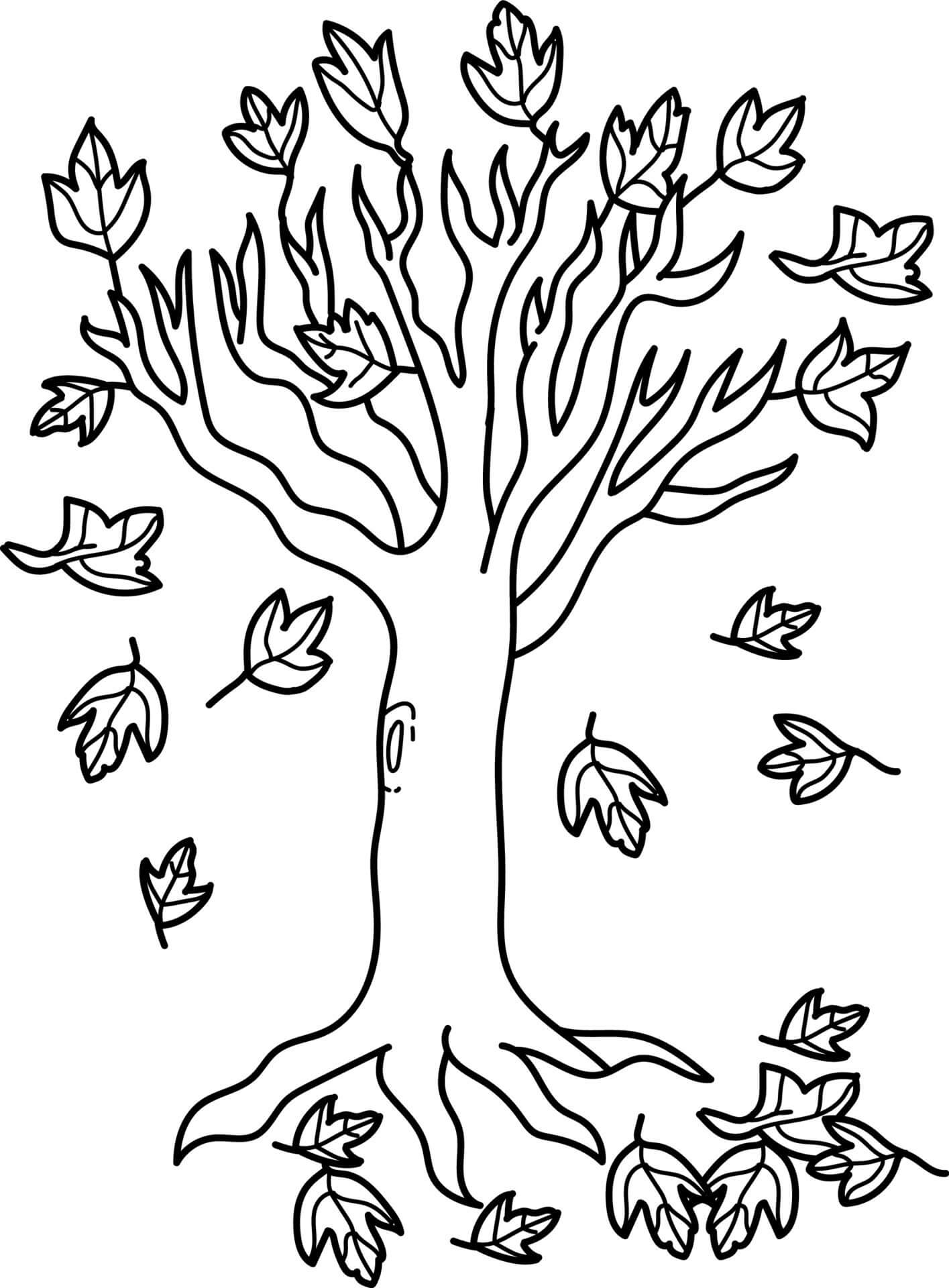 Basic tree in autumn coloring page