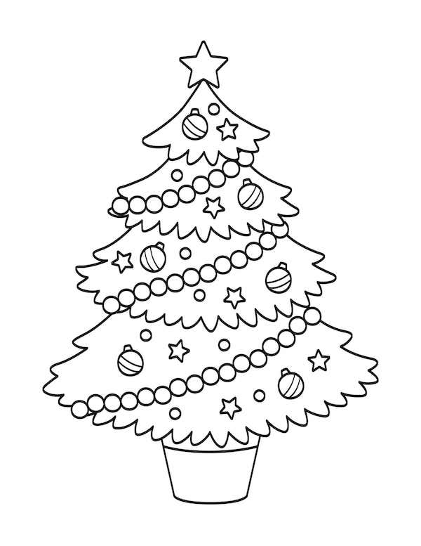 Joyful christmas tree coloring pages