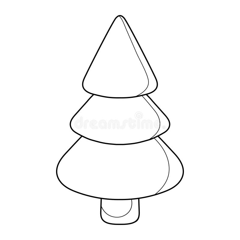 Colorless cartoon new year tree coloring page with simple example christmas tree stock vector