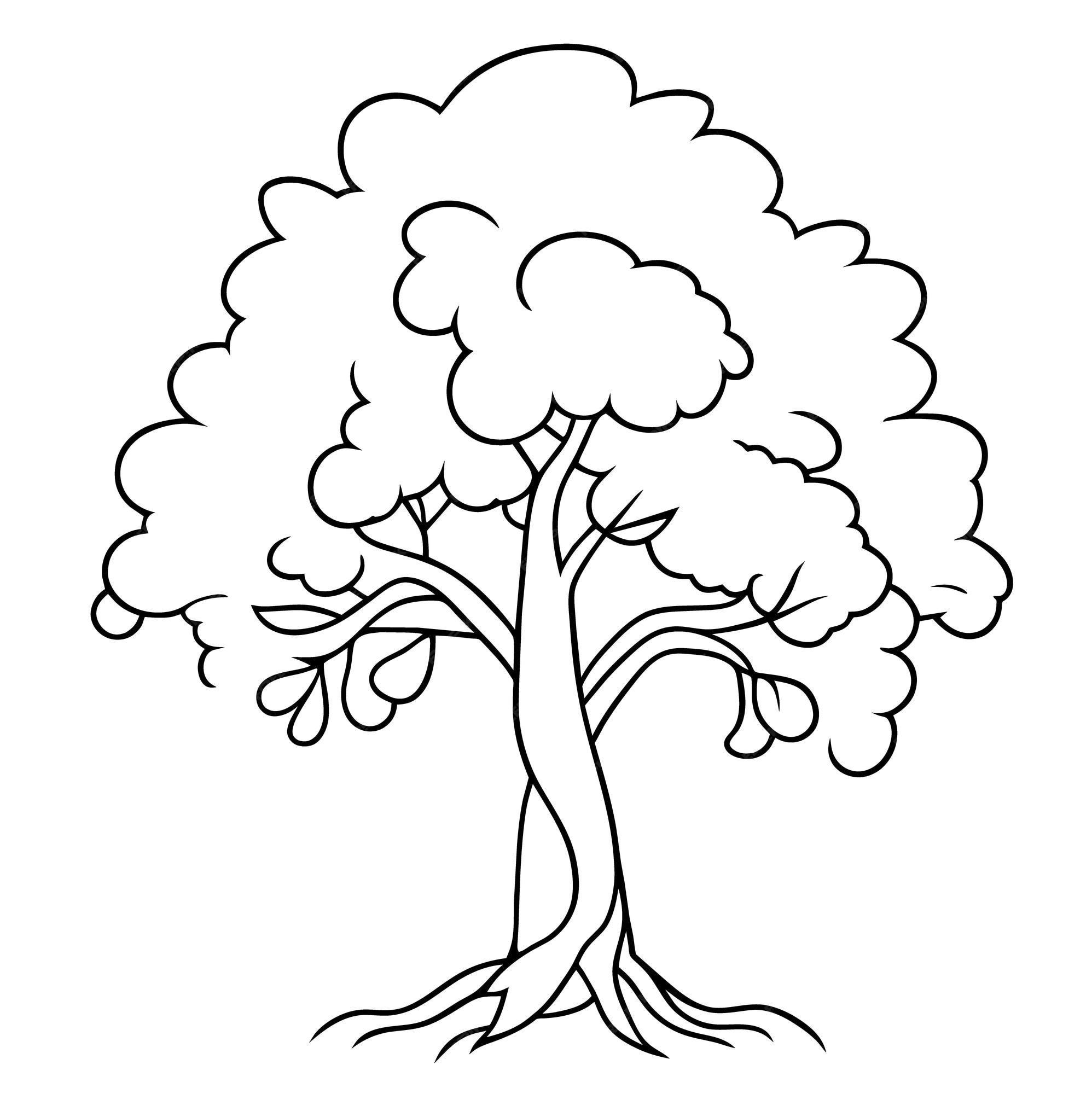 Premium vector tree illustration or kawaii and anime coloring pages design