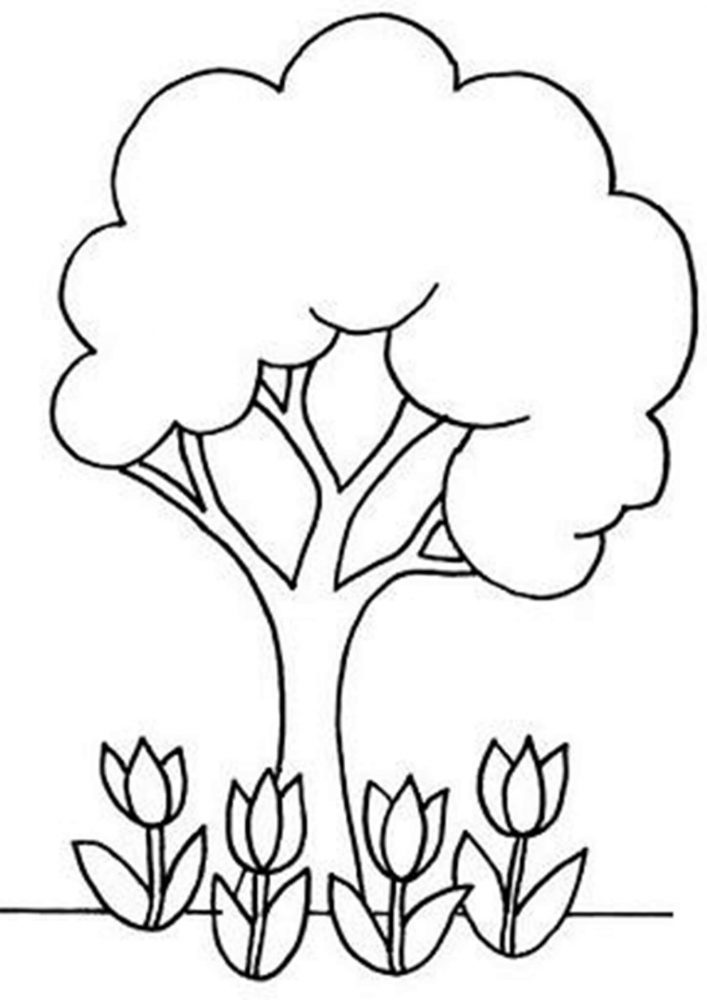 Free easy to print tree coloring pages