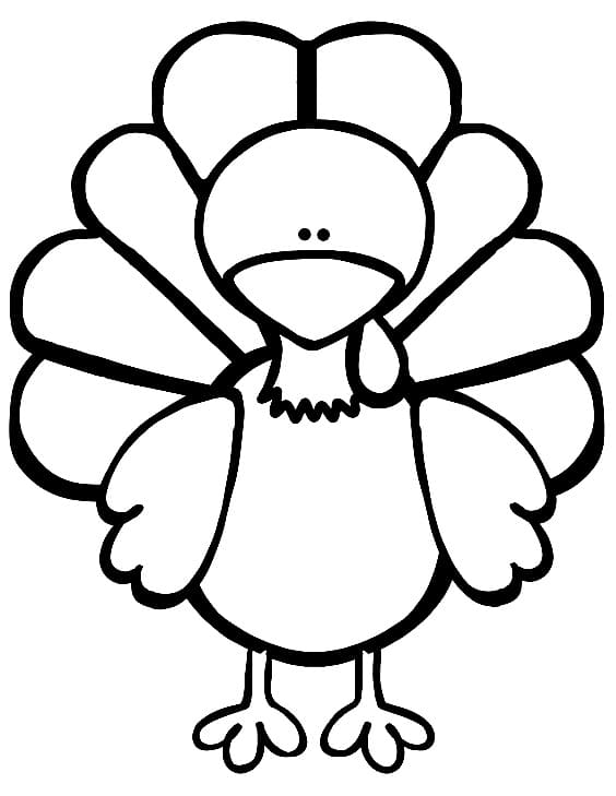 Very simple turkey coloring page