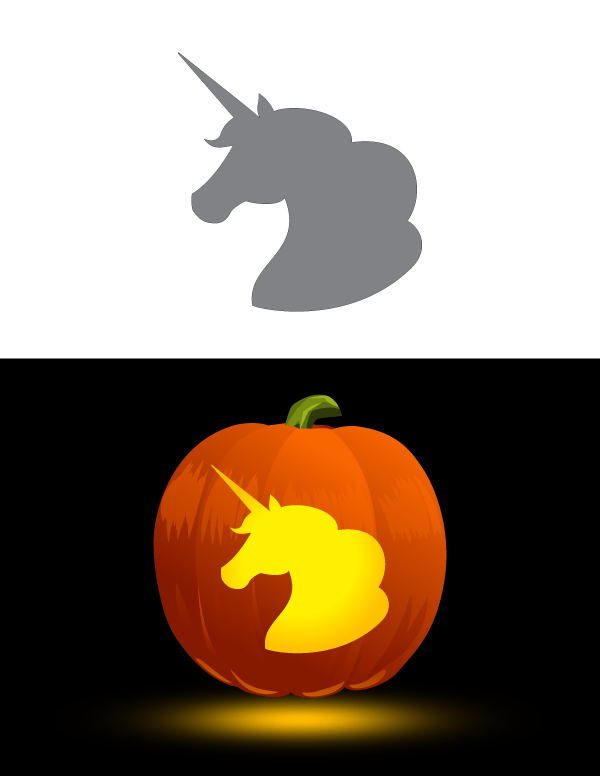 Printable easy unicorn head pumpkin stencil