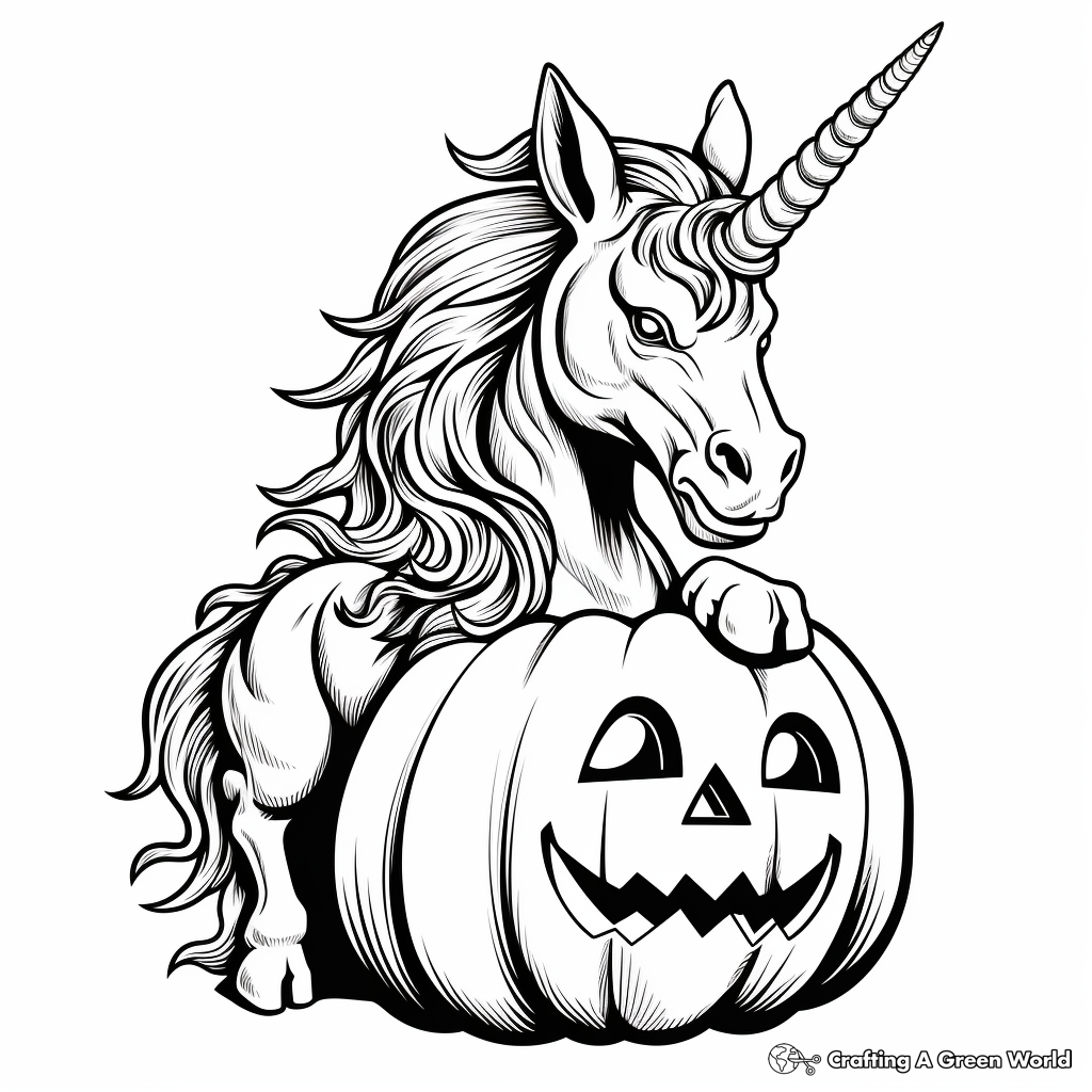 Unicorn pumpkin coloring pages