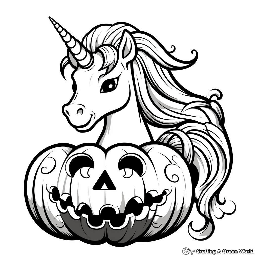 Unicorn pumpkin coloring pages