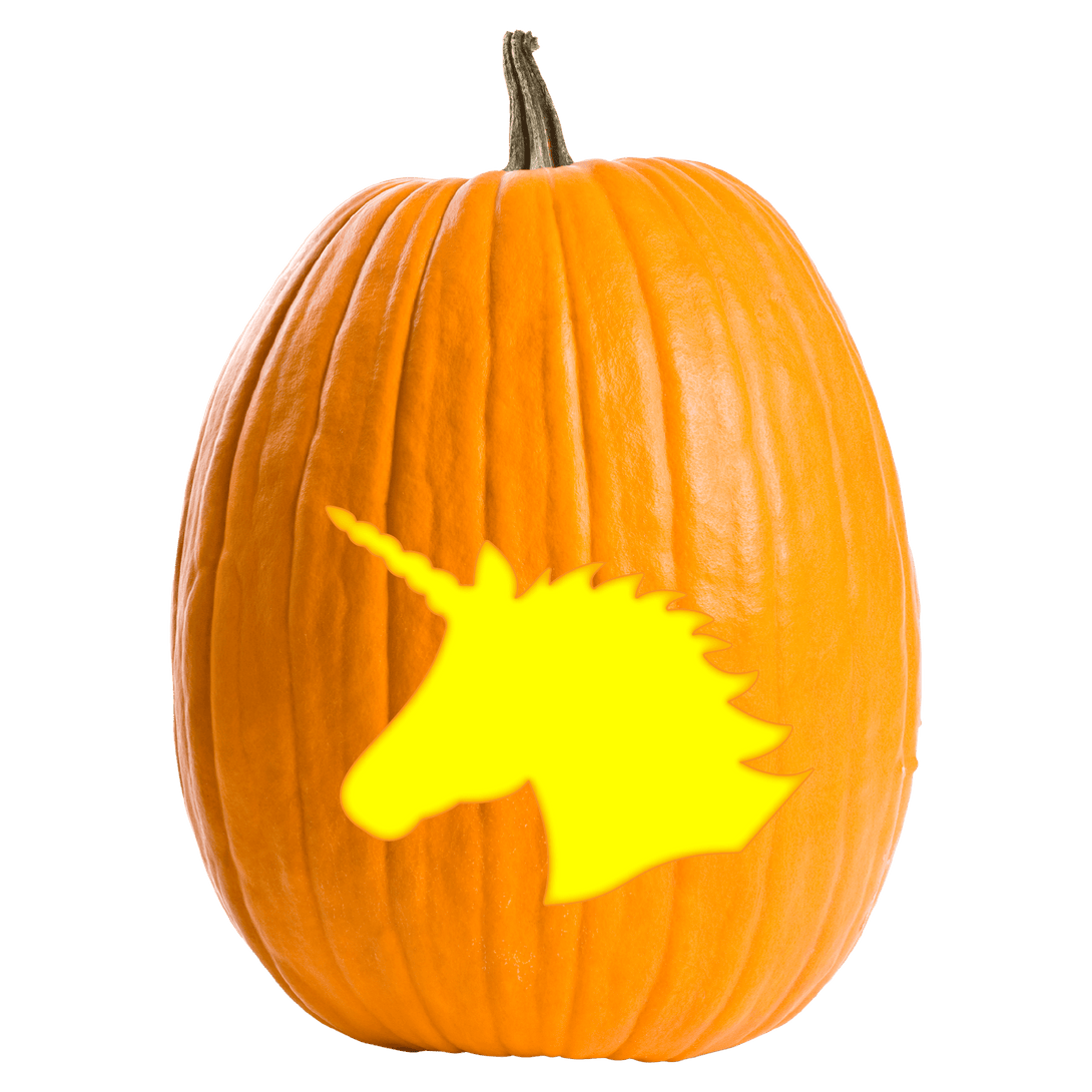 Mystic unicorn pumpkin carving stencil