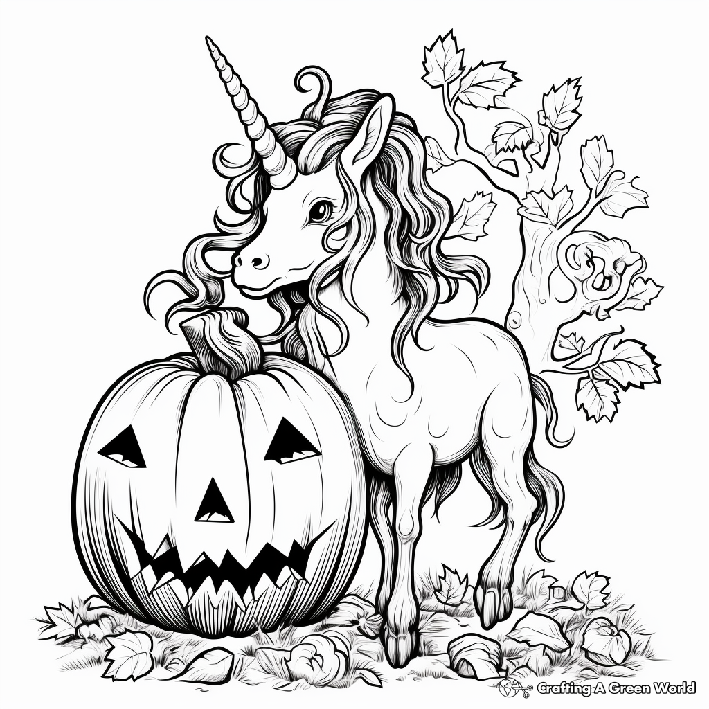 Unicorn pumpkin coloring pages