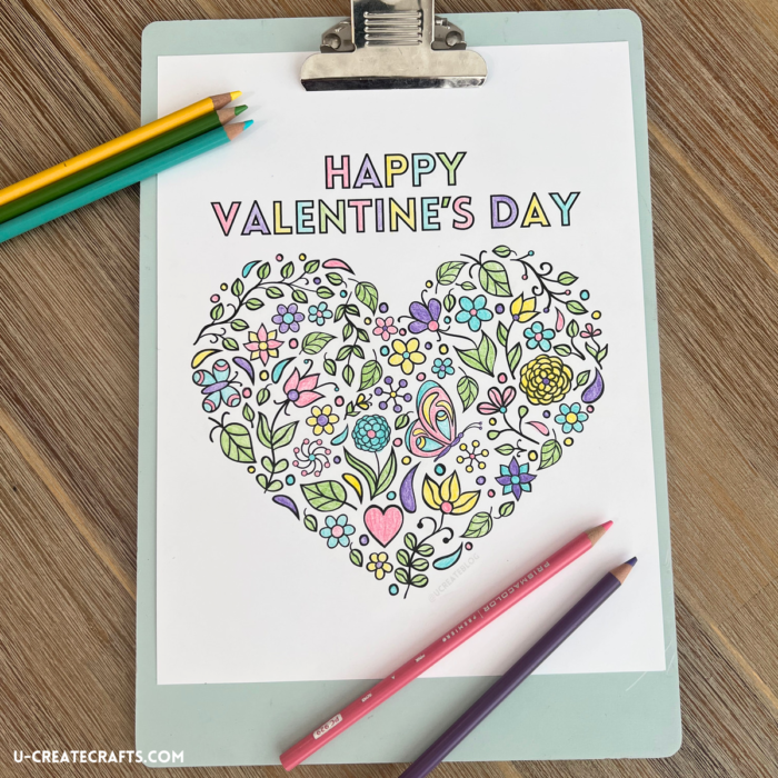 Happy valentines day coloring page