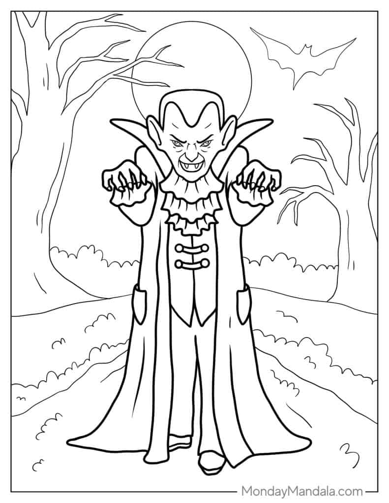 Vampire coloring pages free pdf printables