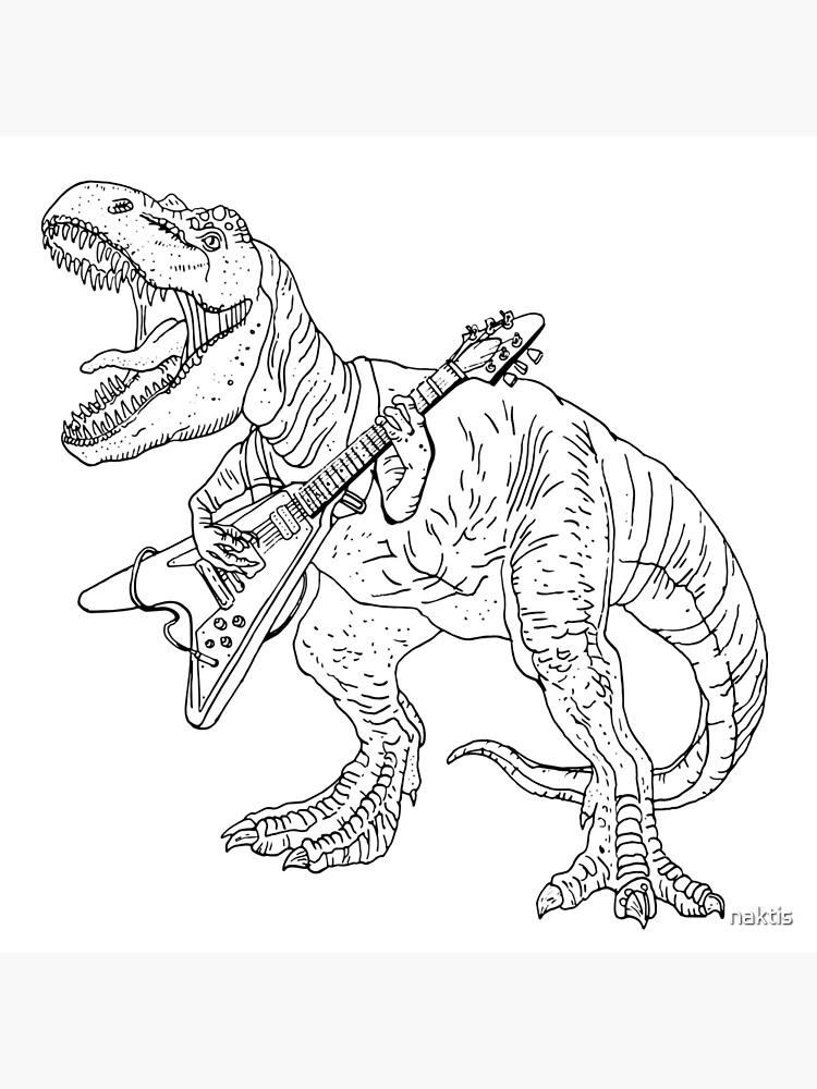 Heavy metal dinosaur graphic style for tattoo and coloring fans art board print for sale by naktis