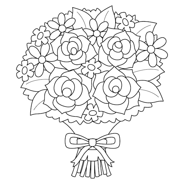 Premium vector wedding flower bouquet isolated coloring page