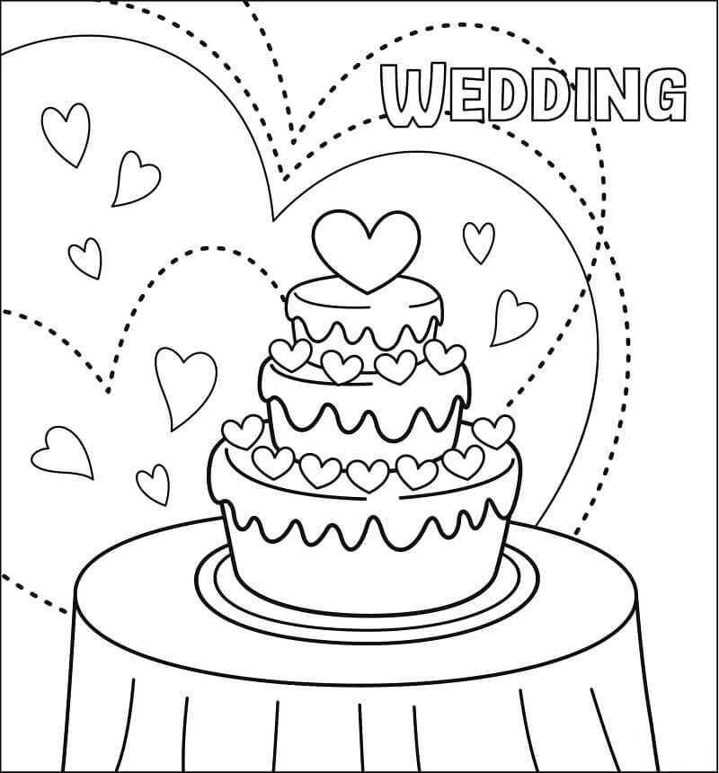 Simple wedding cake coloring page