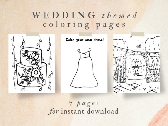 Simple wedding coloring pages