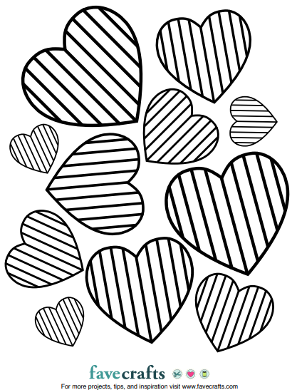 Simple stripes heart coloring page pdf