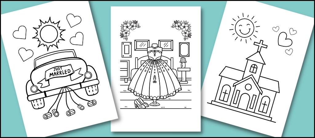 Free wedding coloring pages for kids printable sheets